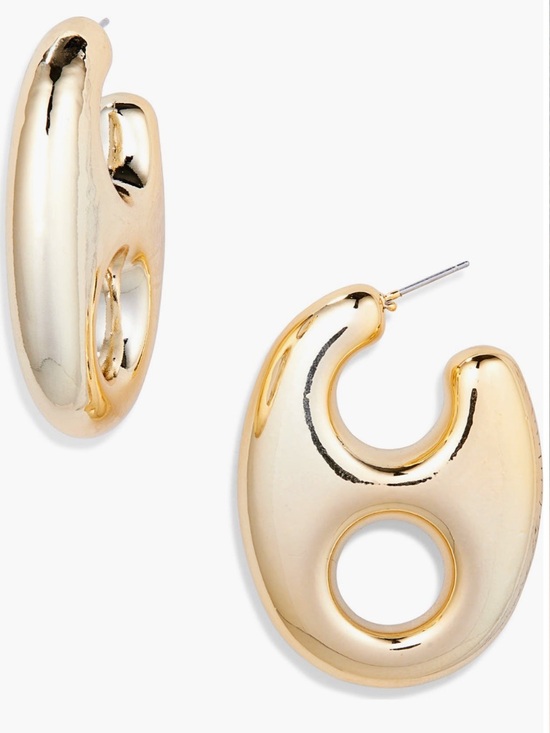 Tasha Jewelry - Tasha Gold Link Hoop Earrings with Open Circle Detail